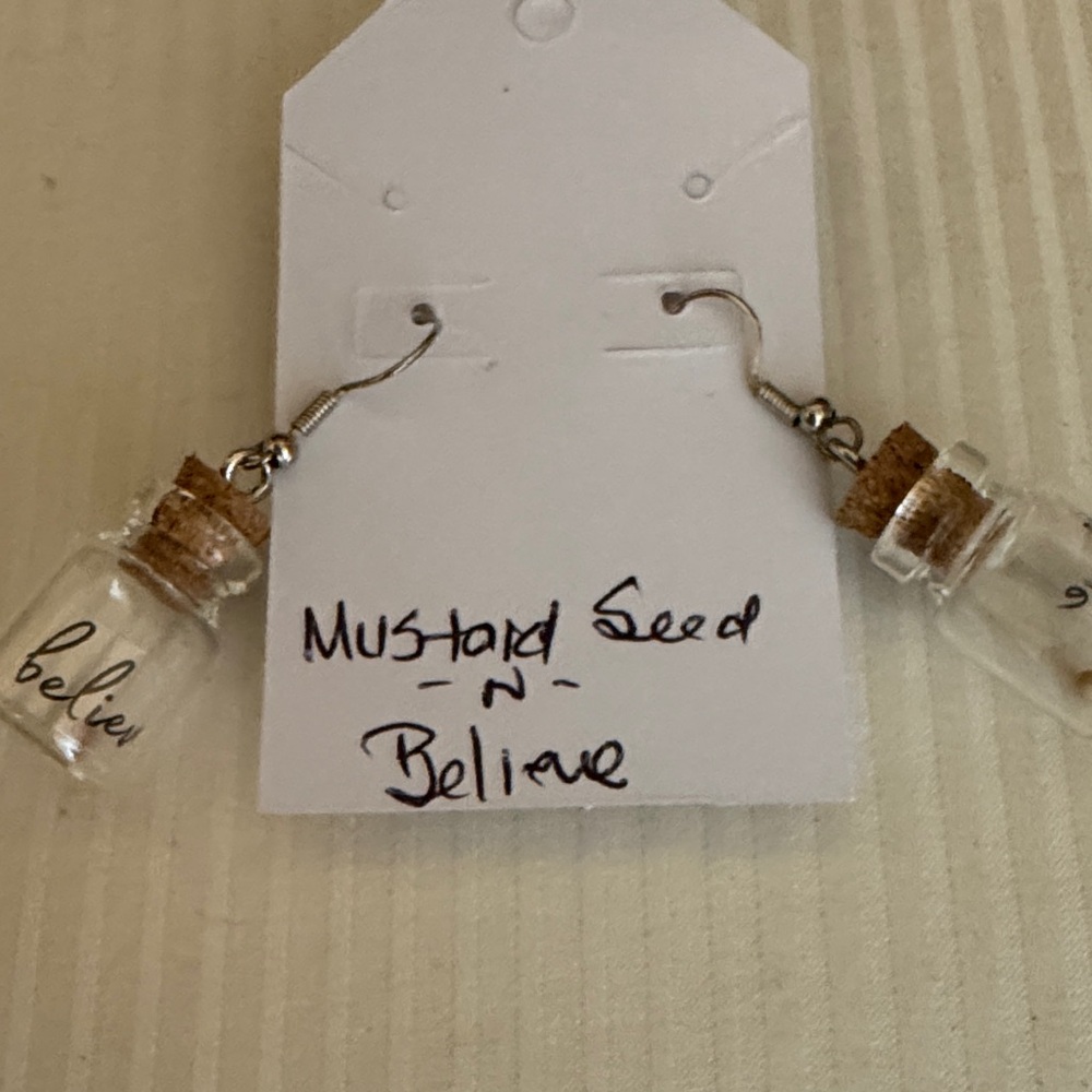 Mustard Seed Glass Bottle Earrings with Cork - Picture 7 of 12